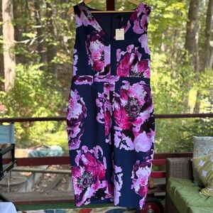 Trina Turk Rei Floral Print Paneled Sheath Dress Sz 14 Lined Watercolor Poppies